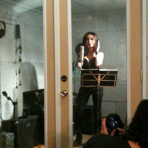 Sulinh Lafontaine as SANJA, a rock musician in 'The Cookies'. Behind the scenes at recording studio.
