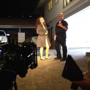 Scott M. Schewe (Sergeant Bartley) shooting a SHAKA with Brittany Ann Dodson (Lydia) working on the film PIERCE.