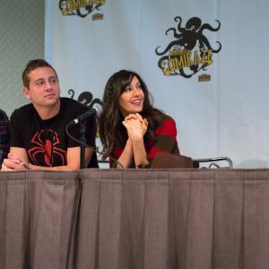 Carter, Ed Ricker, Charlene Amoia, and Ari Kirschenbaum at a Q&A following Live Evil's screening at Stan Lee's Comikaze Expo.