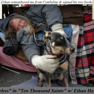Homeless in Tompkins Square Park NYC for Ten Thousand Saints with a Dog and a passedout Girlfriend at my feet It was Zero Degrees but Ethan Hawkes remembering me warmed my heart