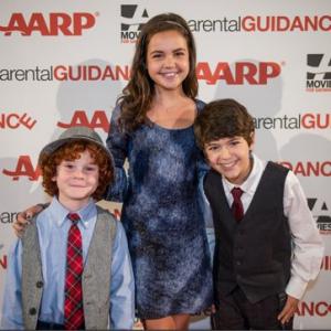 Kyle Harrison Breitkopf with Bailee Madison and Joshua Rush at AARP pre-screening of 
