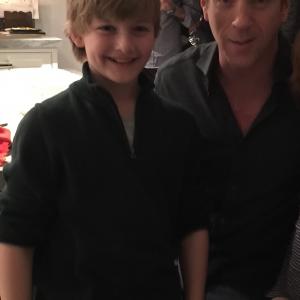 Damien Lewis and Chris on the set of Showtimes Billions
