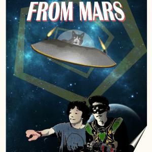 Movie poster, for the feature film made by MWB3 Problems. That was entitled Zombie Cats From Mars!