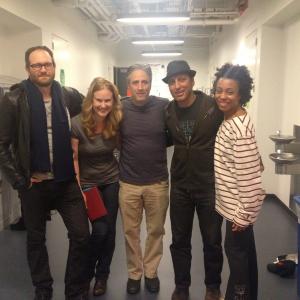 Cast of Ayad Akhtars DISCGRACED at Lincoln Center Theater with Jon Stewart