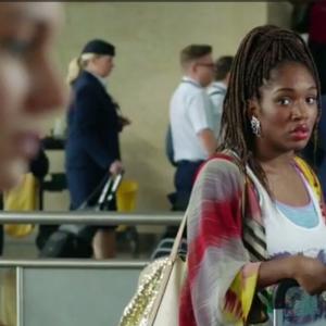 Viv at the airport in bbc1 comedy drama Ordinary Lies