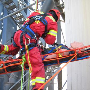 Photo was taken of students during a demonstration of proper litter tending during a Rope Rescue course Garret Kaminskis was instructing at a Grain Storage Facility in Kindred ND
