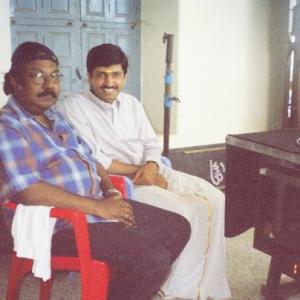 Ranga with Director Mouli in the sets of Nala Damayanthi