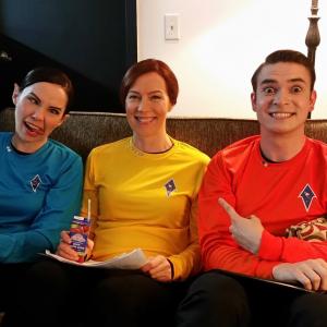 David Oulton, Rae Farrer, and Catherine Gell on the set of Vulcan: To Boldly Go