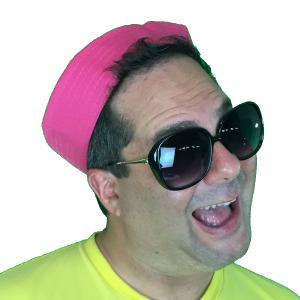 Jonathan Edward Goodman in Jackie O sunglasses and hat.