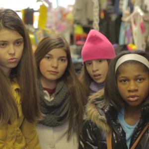 Jalina Mercado with her friends in the back of the store. Direct screenshot from the movie 'The Edge of 12'.