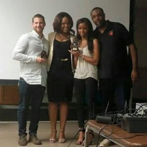 Tai Anderson accepting an award for Best Actress for her role as Jaya in Yield at the TPN Film Fest