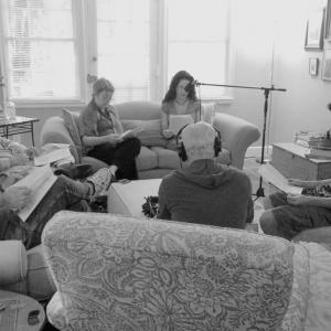 Atlanta-based actors Wayne Hughes, Barry Stewart, Sheri Mann-Stewart, Holly Morris, and Tendal Mann reading Gravel Heart with writer/director Michael Curtis.