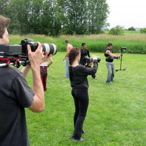 Deanna Little (center) - filming with Mountain Man Media