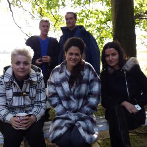Norah King on location filming the Gaelic Curse 2016 with Liz OSullivan L Lynette Callaghan R Brian Walsh Writer  Producer and Adam Goodwin behind