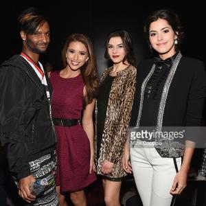 LR Chosen Wilkins Miss Universe Paulina Vega Miss USA Nia Sanchez and Miss Teen USA K Lee Graham attend the Venexiana fashion show during MercedesBenz Fashion Week Fall 2015 at The Pavilion at Lincoln Center on February 14 2015 in New York City