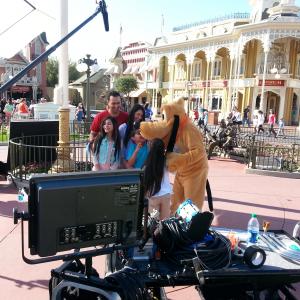 Alanis Sophia recording the commercial for Disney World Latino and Visit Florida