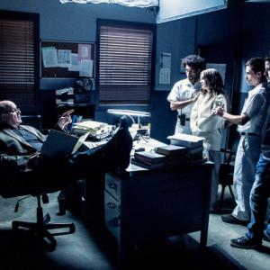 Danny Draven right on set directing Michael Ironside left and the rest of the cast