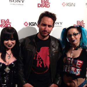 Sylvia (left) with Fede Alvarez (middle) and her twin sister, Jen (right), at San Diego Comic Con.