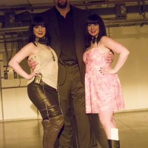 Jen and Sylvia Soska with Paul The Big Show Wight on the set of VENDETTA