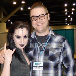 Jen cosplaying as Dark Willow with artist Tony Moore at the Rue Morgue Festival of Fear Convention in Vancouver