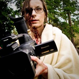 Jen Soska camera operating on the set of Dead Hooker in a Trunk, her debut film.