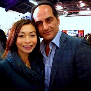 Sulinh Lafontaine with Navid Negahban postinterview for MBN NewsVideoWeb Connected Grammmy Gifting Suite in Hollywood