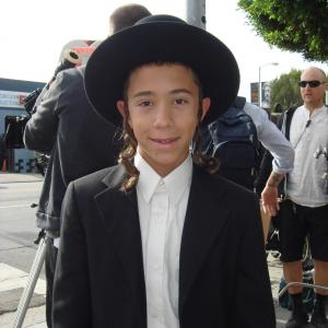 Samuel on set of Greenberg as a Hasidic Boy