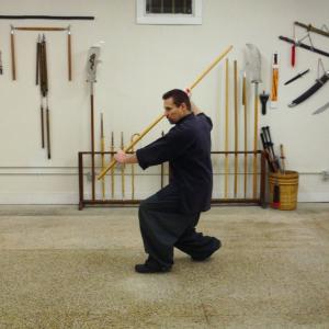 Michael Dawson runs through a Staff form from the Northern Shaolin kung-fu style (2015).