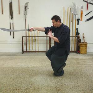 Michael Dawson performs the Single-Saber Sword form from the My-Jong Law Horn kung-fu style (November, 2014).