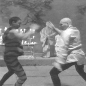 Michael Dawson right as a White Crane master battles a master of the Tiger Claw style in Sing Wah from Kung Fu The Legend Continues season 2 1993