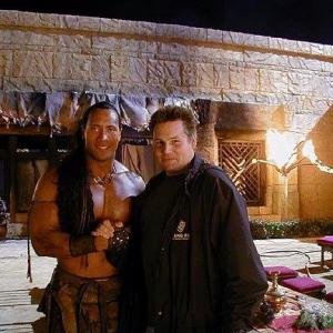 Dwayne Johnson and Mike Dawson aka Michael Dawson on the set of The Scorpion King 2001