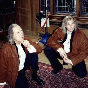 David Carradine and Michael Dawson take a break during the filming of TVs Kung Fu The Legend Continues 1993