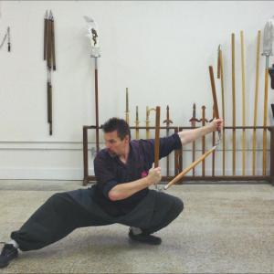 Michael Dawson with the Three-Sectional Staff, a traditional advanced kung-fu weapon (2014).