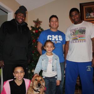 With my big brothers Cortez, Kahayan, Colton, little sister Gracie and our dog Cowboy.