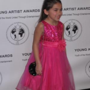 Michela Luci at the 36th Young Artist Awards on March 15, 2015, nominated for TV Series - Guest Starring Actress 10 and under for ODD SQUAD 2014