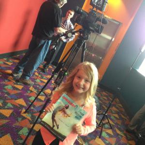 Megan onset filming welcome and onscreen hostess messages for Cinequest Film Festival