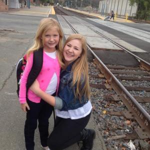 Megan Sands with Gracie Lane on set of Among the Thorns 2014 independent short film