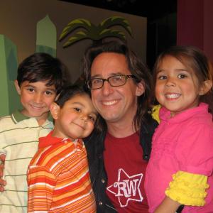 Lyndsie and friends with singer Ralph Covert of Ralph's World on the set of his music video for Disney. 2006