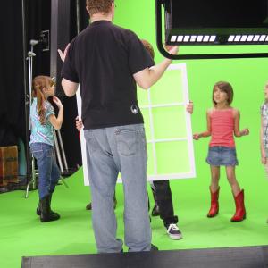 Lyndsie getting last minute directions for the Kids Country Pop commercial shoot.