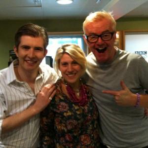 Director, Susannah Farrow shooting at BBC Radio 2 Chris Evans' Breakfast Show with Gareth Malone and Chris Evans.