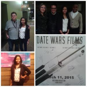 CAROLANN COOPER WITH DIRECTOR TOP LEFT AND CAST TOP RIGHT AT DATE WARS FILMS MARATHON