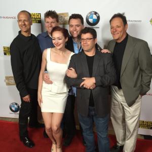 Rachel Newell formerly known as Rachel J Clark with Gustavo Sampan and the cast and crew of The Surface Jeff Gendelman Gil Cates Jr Sean Astin Chris Mulkey  NoHo Cinefest 2015