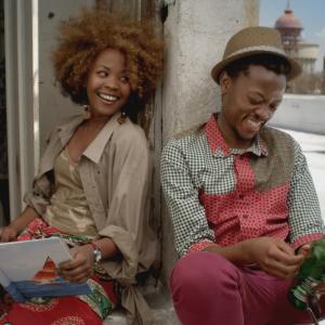 Still of Jafta Mamabolo and Fulu Moguvhani in Ayanda and the Mechanic 2015