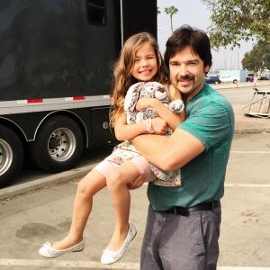 Eden Henderson and Jason Gedrick on set for Justified.