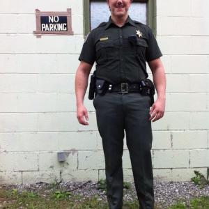 Deputy Tom Woodard on set of  Motives and Murders  Cracking the Case  episode Not Again