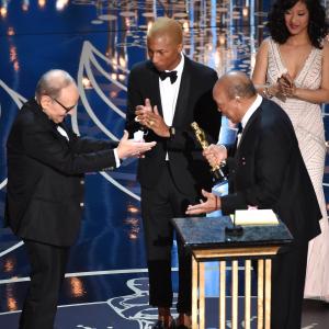 Ennio Morricone, Quincy Jones and Pharrell Williams at event of The Oscars (2016)