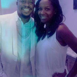 Singer Raheem DeVaughn and Brittney A Thomas at event of SoBe White Party 2015