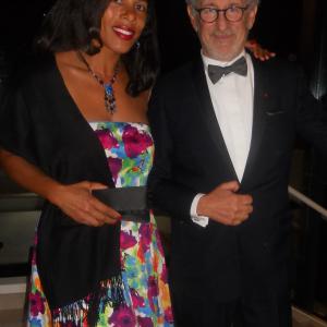 Steven Spielberg and Kira Madallo Sesay at the Palme d'Or Awards Ceremony in Cannes.