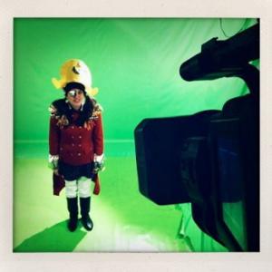 On set for Captain Juggles video