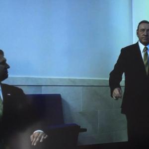 Andrew Borene (Senior White House Official) with Kevin Spacey (U.S. President Frank Underwood) on House of Cards in Season 3.